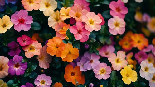 Kaleidoscope Garden: Where Rainbow Petals Dance in Radiant Clusters.