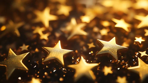 Golden stars scattered in a dreamy, softly glowing light.