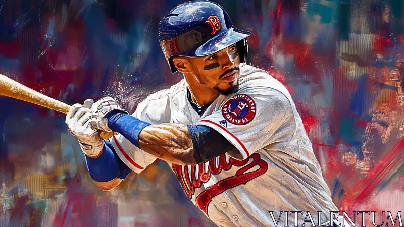 Focused baseball batter ready to swing in vivid color.