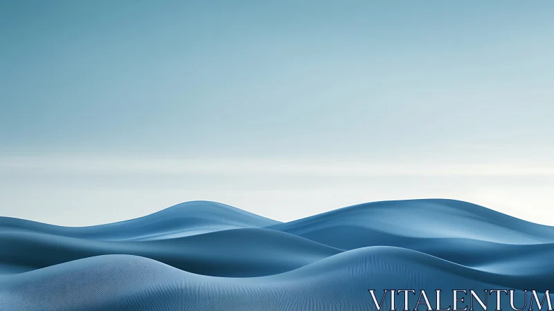 Gentle blue dunes rolling softly beneath a quiet sky.