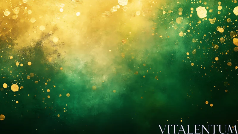 Gilded emerald mist where drifting stardust quietly gathers.