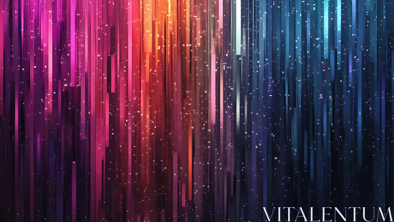 Neon vertical light streaks in prismatic digital gradient.