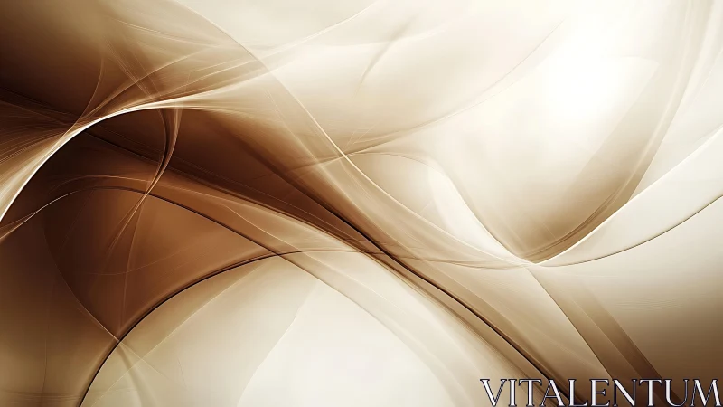 Elegant flowing abstract waves in soft beige and brown tones.