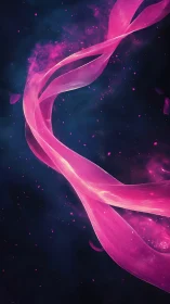 Luminescent magenta energy ribbon twists through deep space void