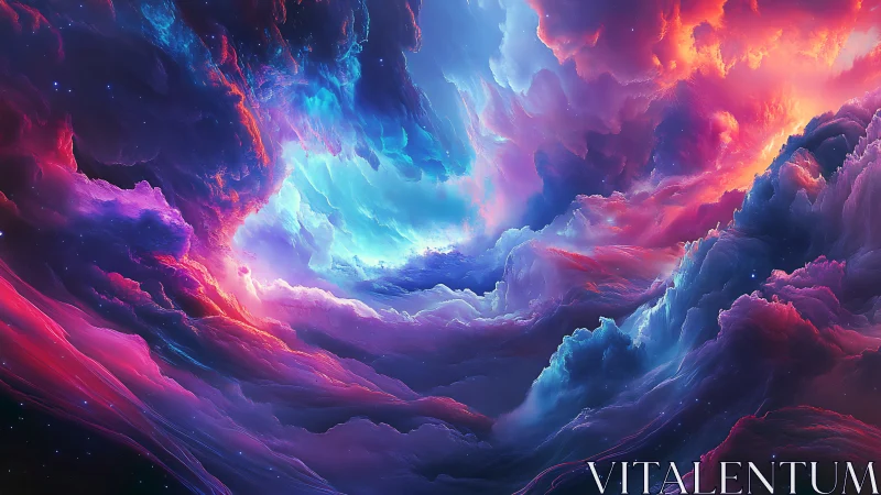 Vibrant cosmic nebula swirls around luminous celestial vortex