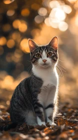 Tabby-White Feline Portrait with Backlighting and Bokeh Depth Field