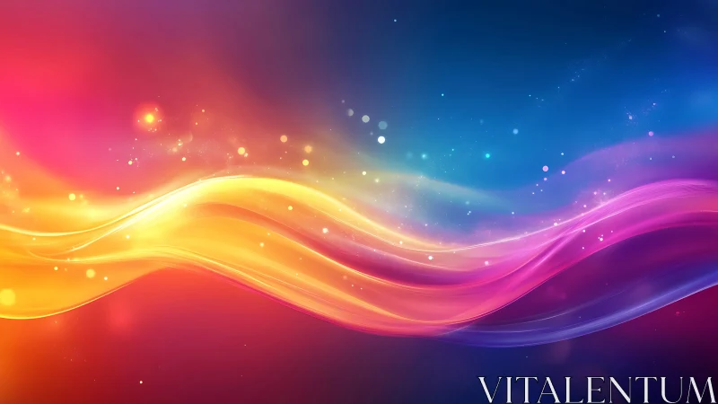 Chromatic light waves flowing across prismatic gradient field.