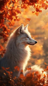 Luminous arctic fox profile in high-frequency autumnal bokeh field.