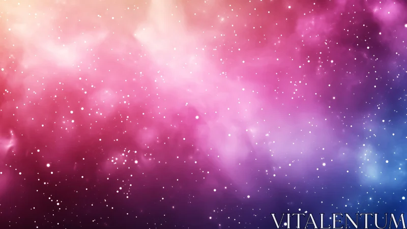 Nebula clouds glow in radiant pink, purple and blue space