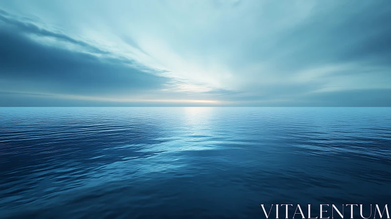 Endless blue horizon breathing quiet light into still water.