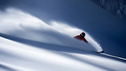 Powder dancer carves silent arcs across a blue-lit slope