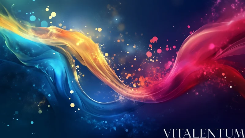 Colorful flowing light ribbons dance across a dreamy night sky