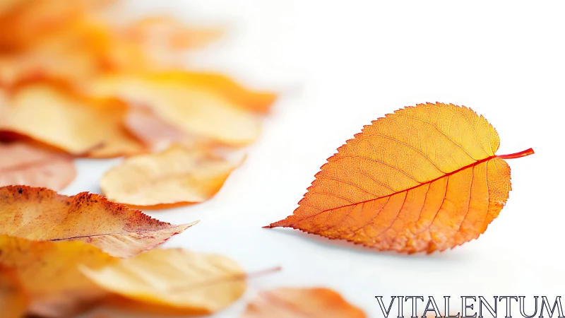 Single autumn leaf isolated in high-key macro composition