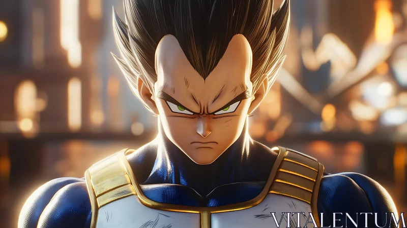 Hyper-detailed Vegeta portrait with cinematic lighting and depth