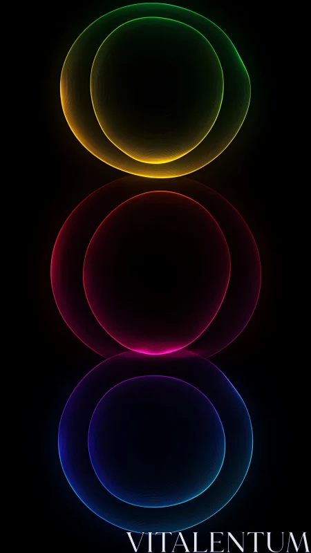 Glowing triple rings sharing soft neon light and calm energy.