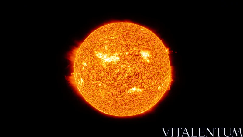Solar surface close view with bright flares erupting.