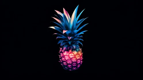 Neon night pineapple glowing like a tropical electric flare.