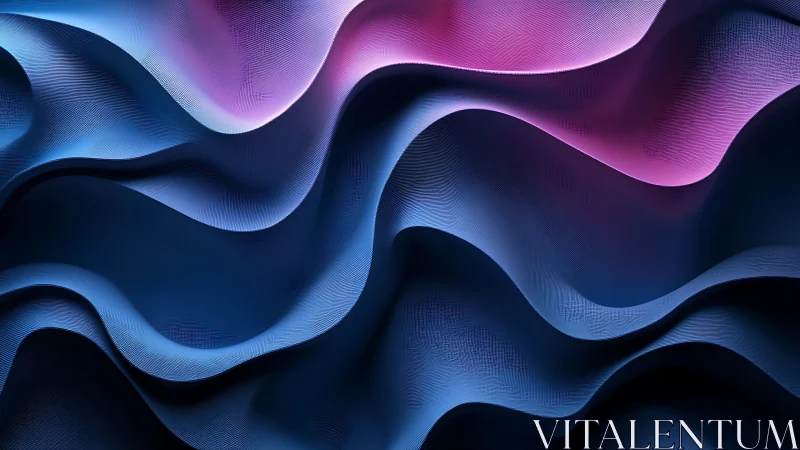Undulating neon waves flow through layered blue folds.