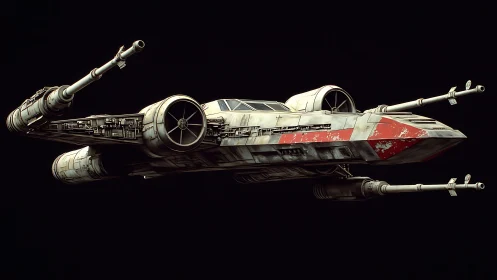 Starfighter model shows weathered fuselage and extended cannons