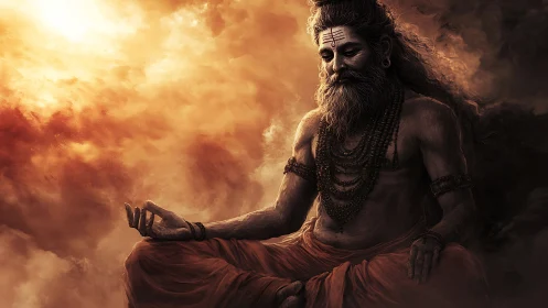 Sun-drenched sage carves stillness from storm-bright clouds