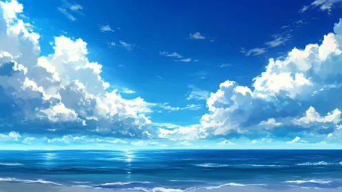 Cloud kingdoms drift above an ocean of restless sapphire