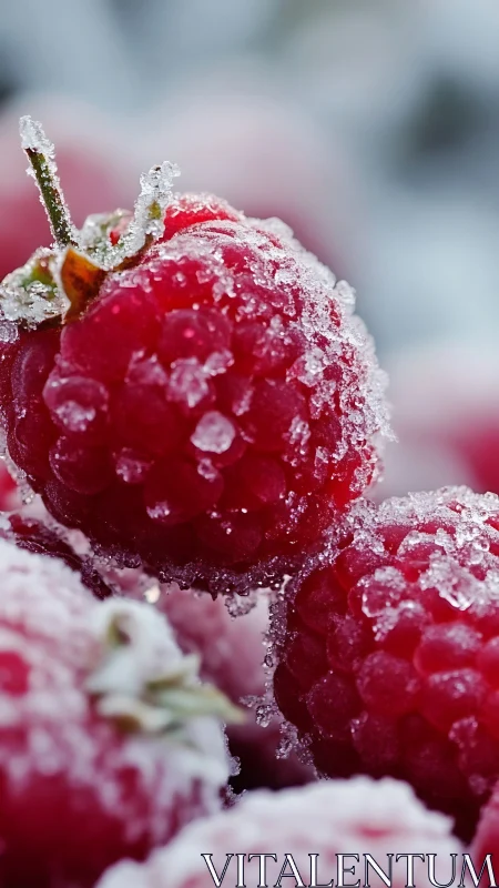 Frost kissed raspberries glow with crisp winter sparkle
