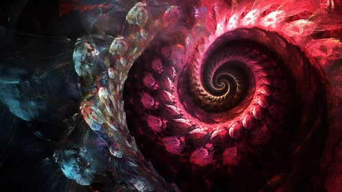 Galactic spiral bloom curls into a molten crystal vortex