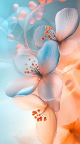 Abstract Floral Composition with Gradient Petals.