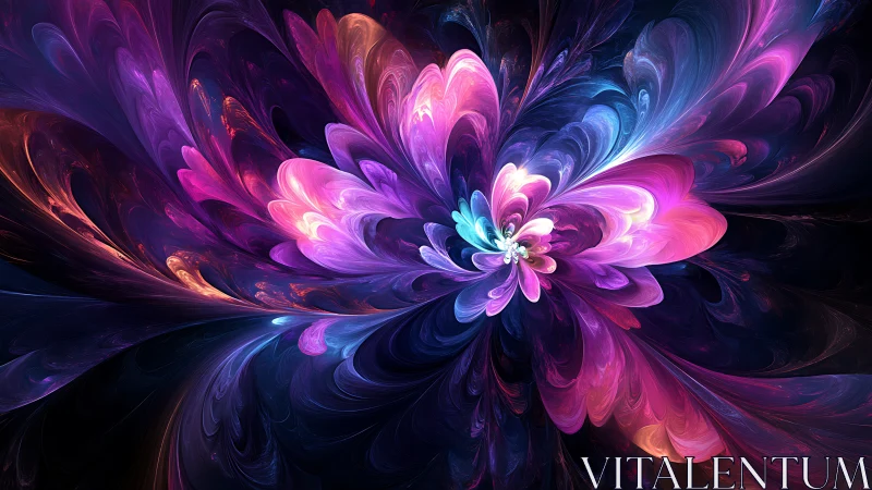 Radial chromatic fractal bloom with luminous spectral petals.