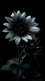 Monochrome Sunflower's Silent Bloom.