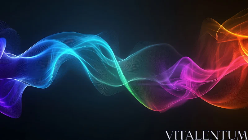 Neon light waves flow across dark gradient background. Period.