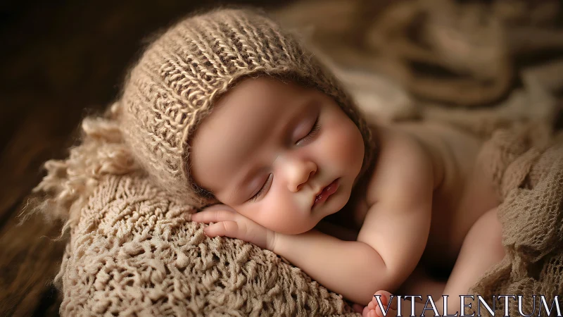 Slumber's Delicate Portrait: Newborn Dreams in Cream.