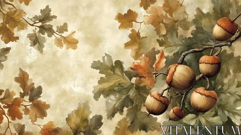 Oakleaf daydream with plump acorns drifting through autumn hush.