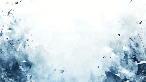 Azure watercolor splashes frame luminous white space.