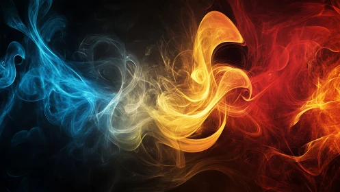 Fluid Dynamics Visualization: Chromatic Gradient with Flowing Particle Effects