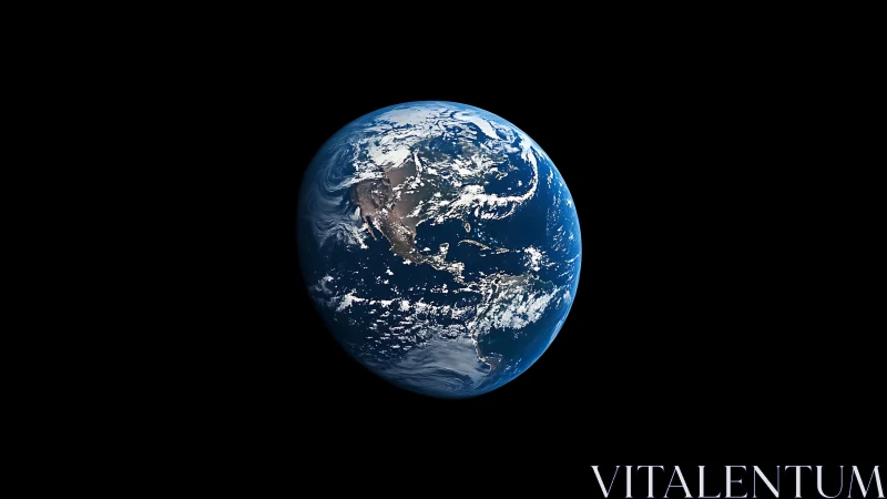 Solitary blue planet drifting like a luminous cosmic marble.