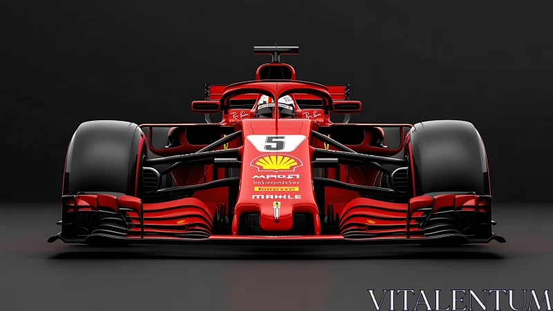 Front-facing Formula 1 race car rendered with high-gloss 3D realism