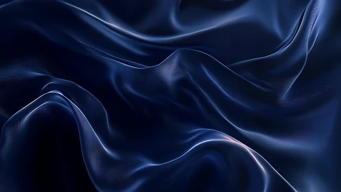 Elegant deep blue silk fabric with smooth, flowing folds, digital art.