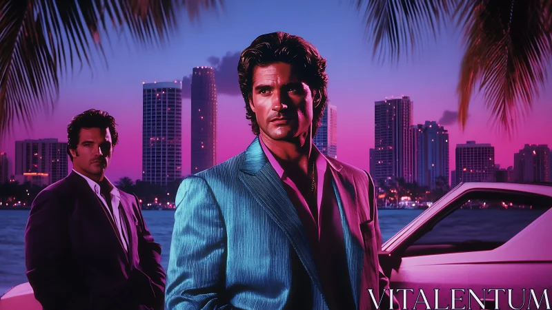 Neon-bathed Miami mavericks under a magenta skyline.