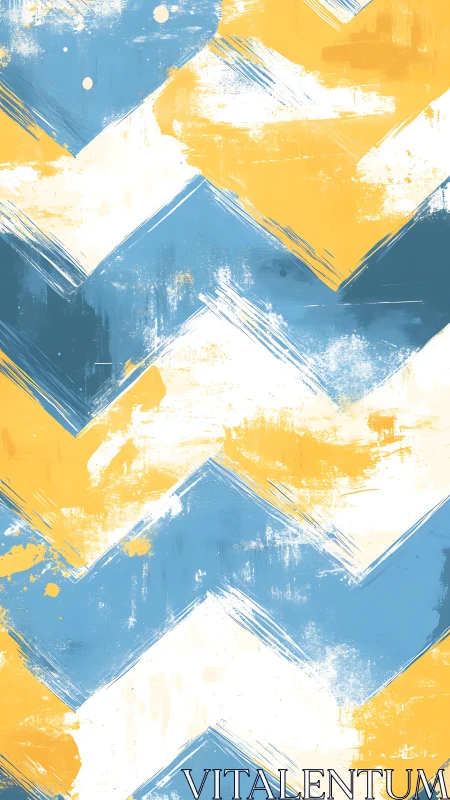 Cheerful zigzag brushstrokes dance in blue, gold, and white