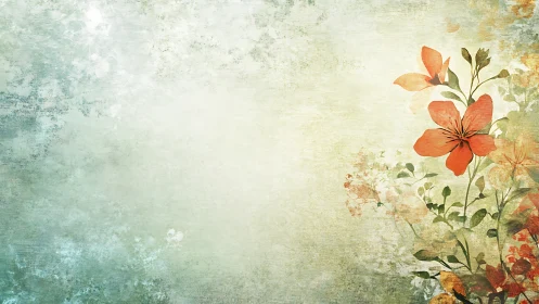 Vintage watercolor floral border with soft textured background.