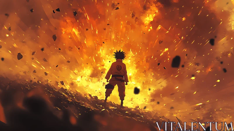 Flame crowned wanderer walks straight into the roaring blast