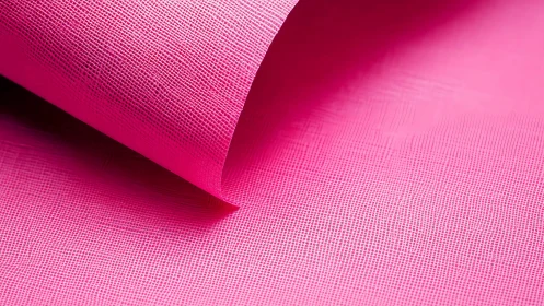 Pink textured synthetic fabric sheet curves over flat surface