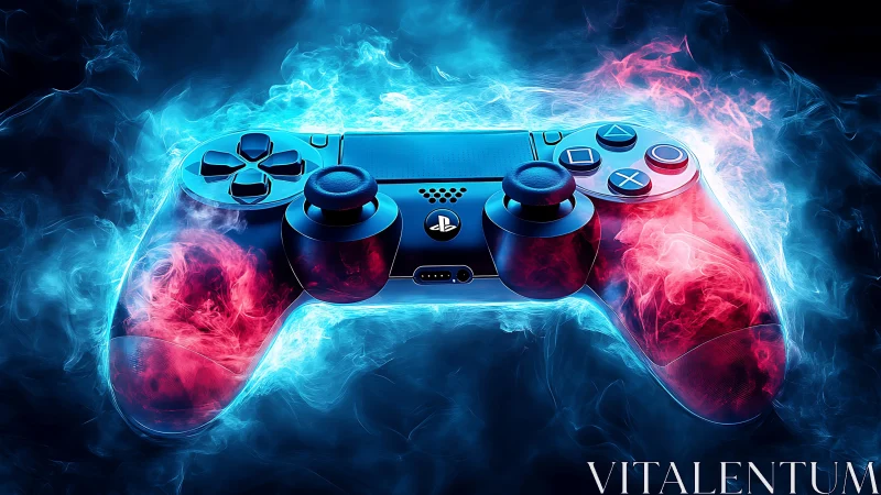 PlayStation DualShock 4 Controller with Volumetric Plasma Envelope. Neon Energy Study