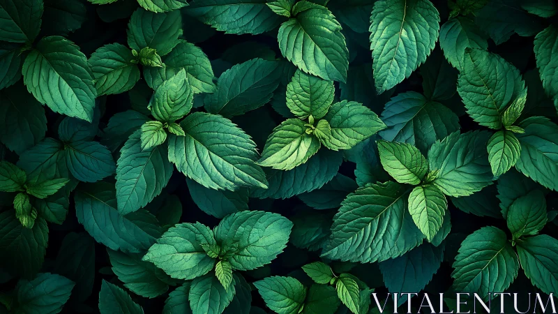 Emerald mint canopy whispers in layered forest shadows.