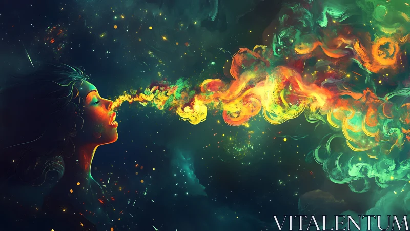 Cosmic portrait with luminescent nebula breath stream.