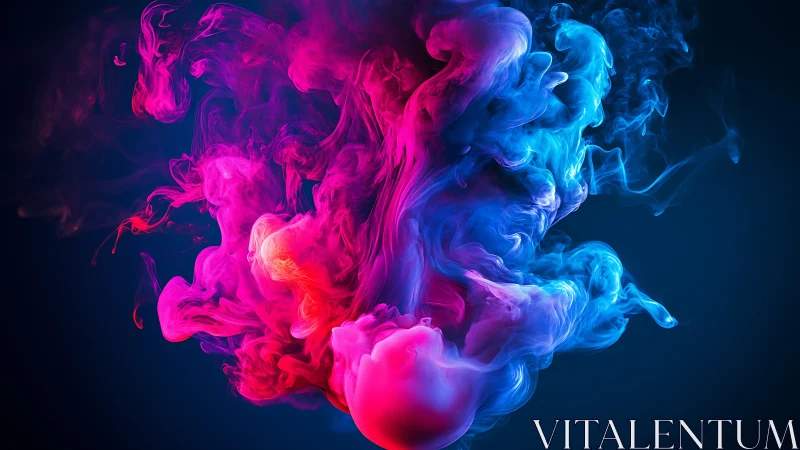Neon smoke plumes swirl in vivid cyan and magenta contrast