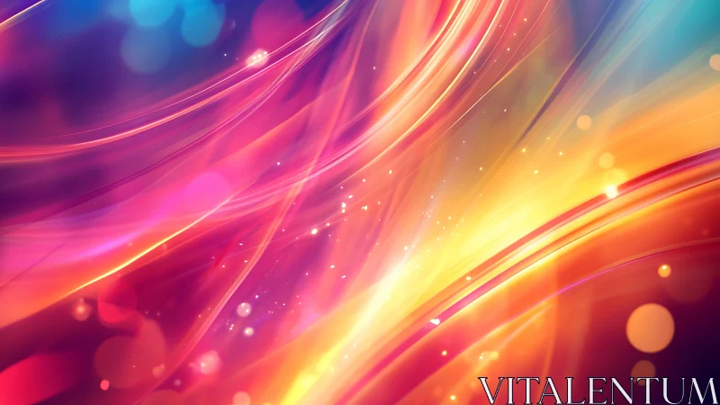 Curved multicolor light streaks cross diagonally over gradient field