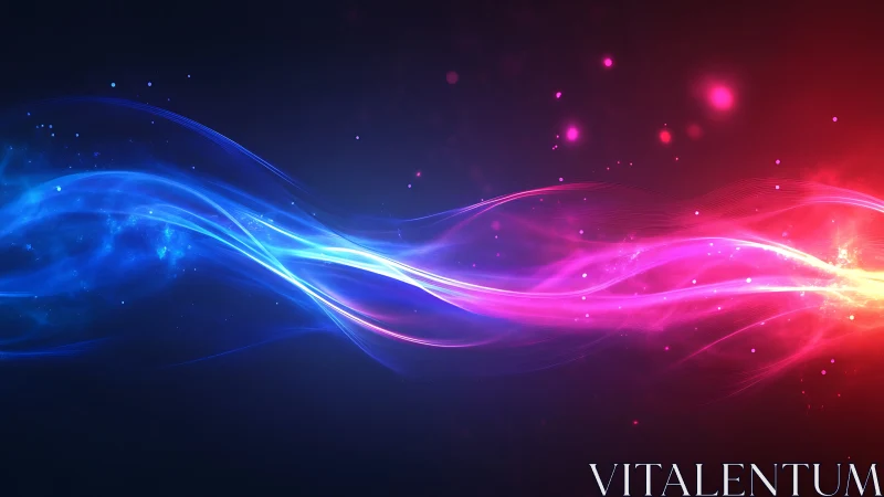 Colored light waves traverse a dark digital gradient field