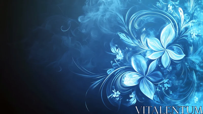 Frostlit Petals Whirling Through Midnight Azure Mist.